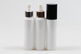 오버캡(검정)금속스프레이 PET 100ml 원형백색용기
