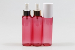 오버캡(백색)금속스프레이 PET 100ml 원형핑크투명용기