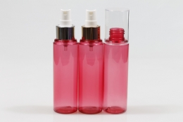 오버캡(투명)금속스프레이 PET 100ml 원형핑크투명용기