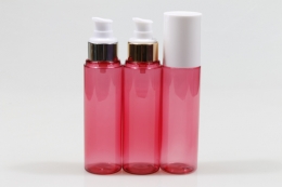 오버캡(백색)금속에센스 PET 100ml 원형핑크투명용기