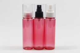 오버캡(투명)스프레이 PET 100ml 원형핑크투명용기