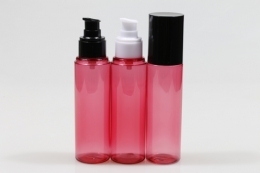 오버캡(검정)에센스 PET 100ml 원형핑크투명용기