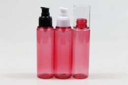 오버캡(투명)에센스 PET 100ml 원형핑크투명용기