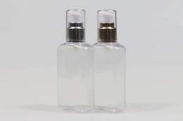 금속에센스펌프 PET 100ml 사각납작투명용기