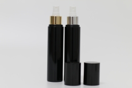 오버캡(검정)금장스프레이 PET 120ml 원형검정용기