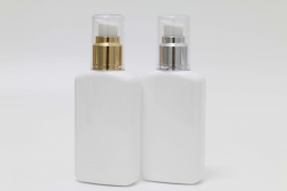 금속에센스펌프 PET 100ml 사각납작백색용기