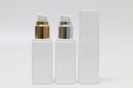 사각오버캡(백색) 금속에센스펌프 PET 50ml 사각백색용기