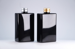 금속캡 PET 330ml 사각납작검정용기