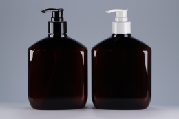 디스펜서(M3) 28&Oslash; PET 500ml 사각납작 갈색용기