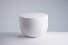 크림 PP 270G 이중원형백색용기 (리드포함/용기유광)