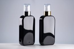 금속에센스펌프 PET 200ml 사각납작검정용기(C)