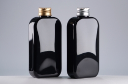 금속캡 PET 200ml 사각납작검정용기(C)
