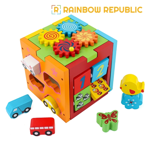 [레인보우] 멀티똑똑큐브 / 원목 네모 장난감