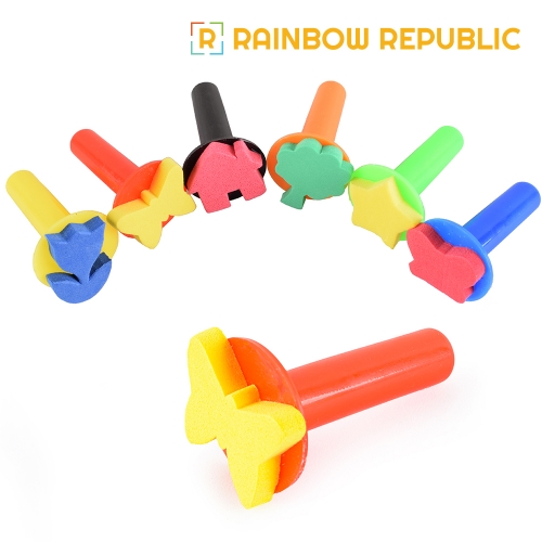 [레인보우] EVA 도형 스탬프 6종세트 / 손잡이 도장