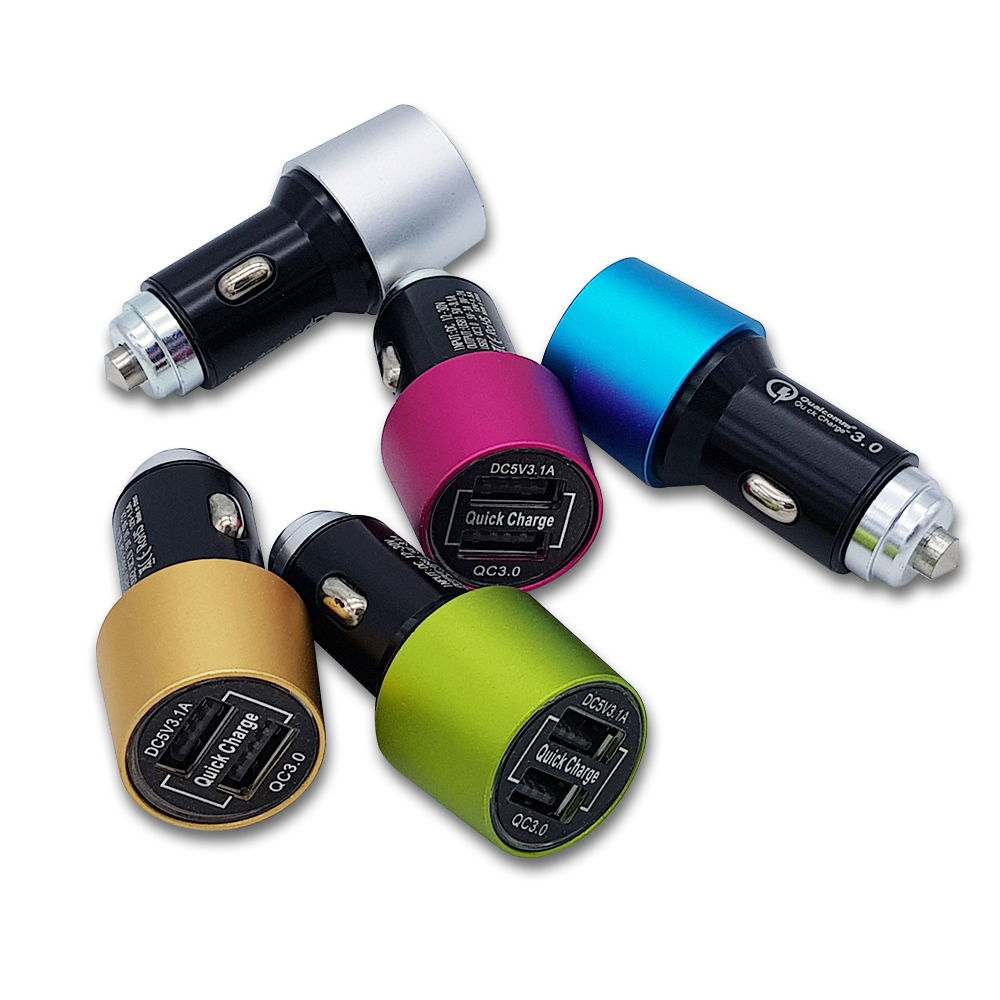 [K329] QC3.0 메탈릭 시거잭 2구소켓 고속충전기 (5색)