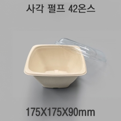 샐러드 포케 사각 펄프도시락 42온스 크라프트 1box(300개)