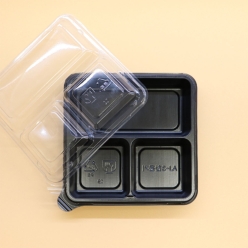 정사각3칸용기 바디 PET 블랙 1box(900)