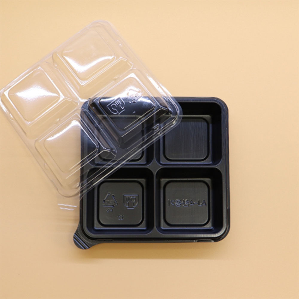 정사각4칸용기 바디 PET 블랙 1box(900)