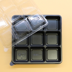 정사각9칸용기 바디 PET 블랙 1box(300)