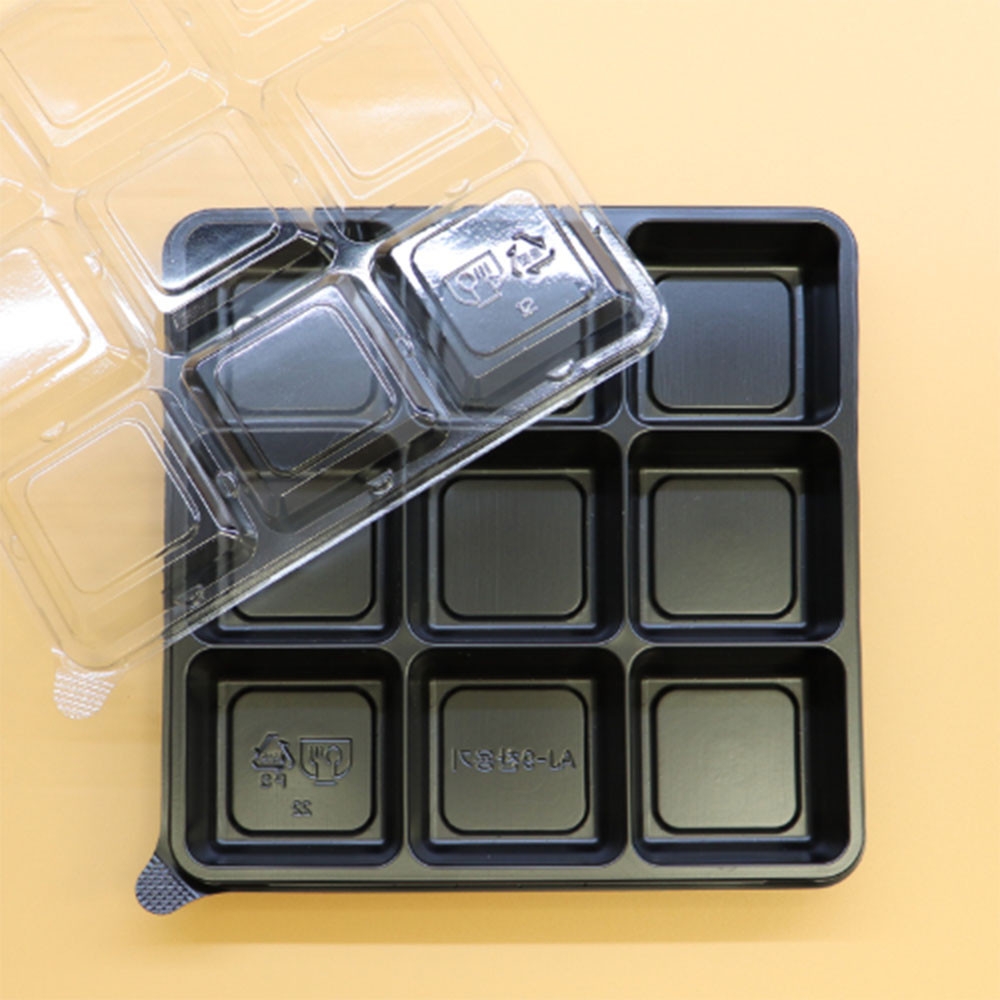 정사각9칸용기 바디 PET 블랙 1box(300)
