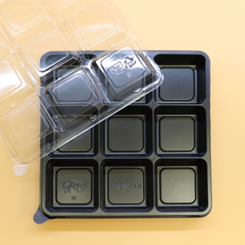 정사각9칸용기 바디 PET 블랙 1box(300)