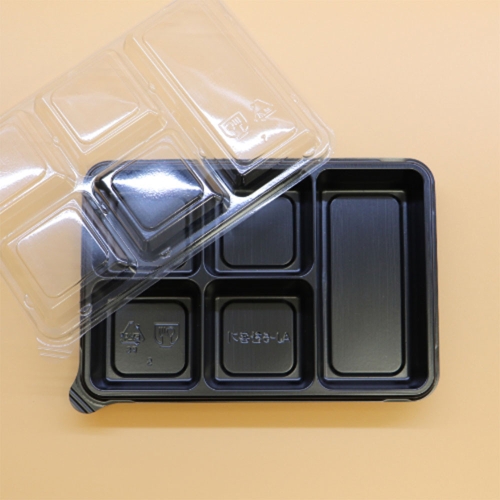 직사각5칸용기 바디 PET 블랙 1box(600)