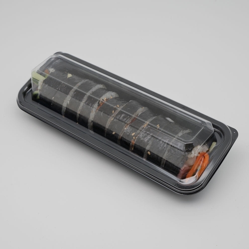 일회용 한줄김밥 검정 용기 뚜껑 600개 배달 포장용기