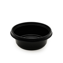 뚝배기형 JB222 2단 용기 검정 850ml 300개 도시락용기 일회용 배달 포장