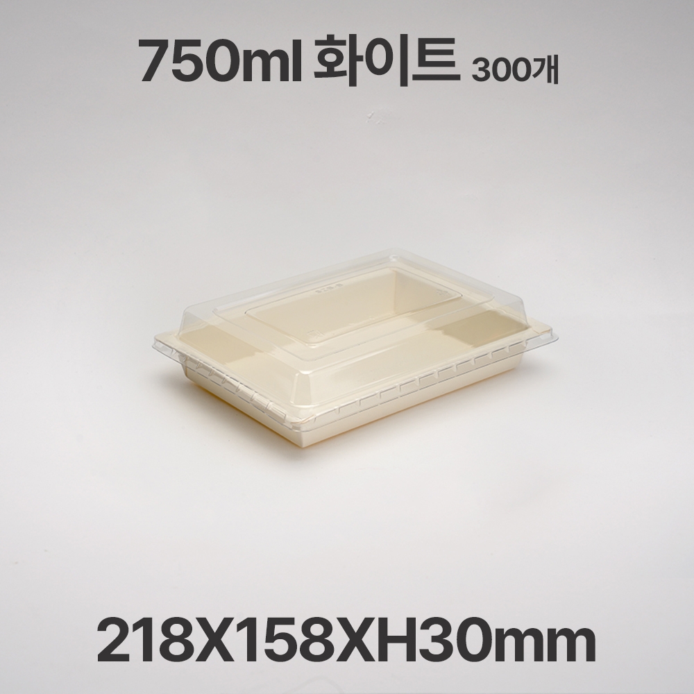 화이트 직사각 FA-750 샐러드 디저트 포장 용기 300개입