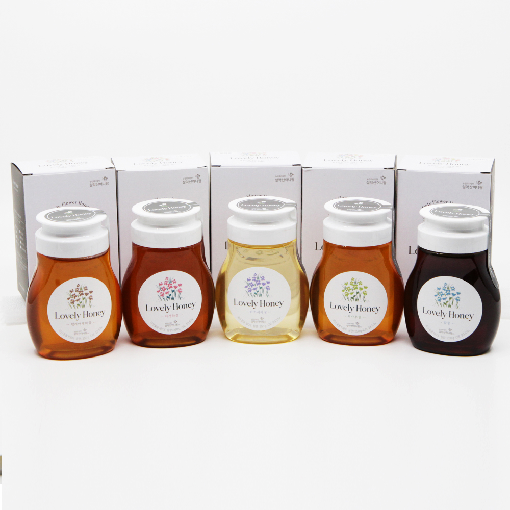 러브리허니 5종세트 250g*5(아카시아꿀+야생화꿀+밤꿀+피나무꿀+헛개야생화꿀)