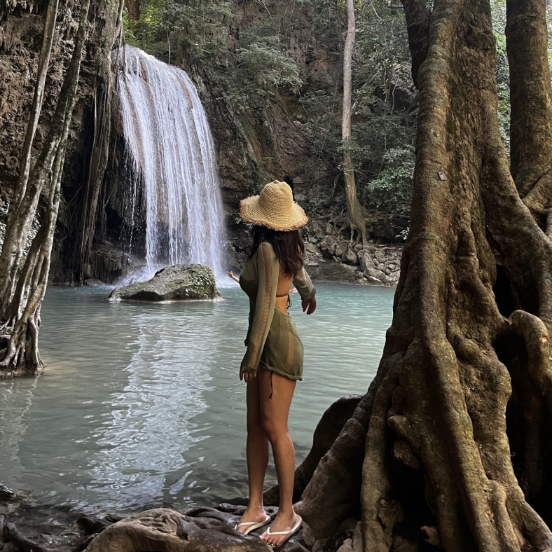 카키 3pc 비키니 수영복 니트 커버업 세트[비치웨어/비키니/수영복]