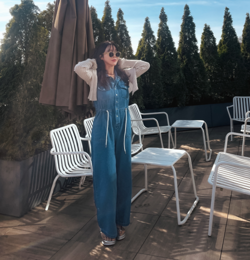 루즈핏 데님 점프수트 [허리스트링/사계절점프수트/여행룩]