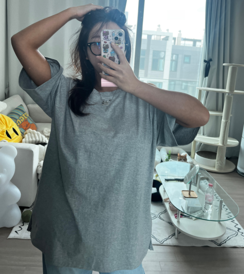 남녀공용 오버핏 무지 반팔티셔츠[유니섹스/무지반팔/데일리티셔츠]