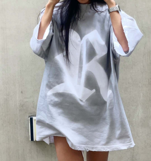 [UNISEX]오버핏 R 워싱 반팔 티셔츠