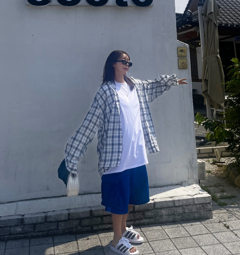 [UNISEX]오버사이즈 소울 체크셔츠