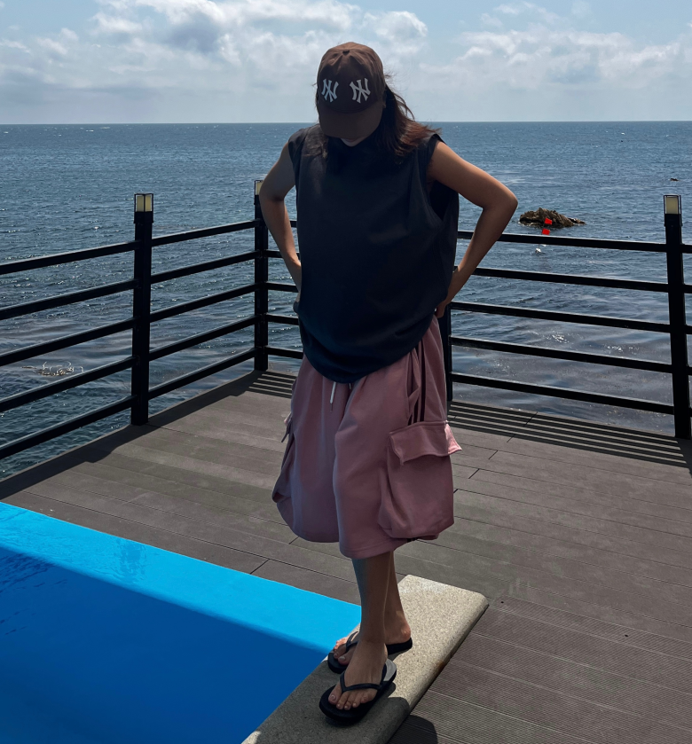 [UNISEX]빅포켓 삼줄 버뮤다팬츠