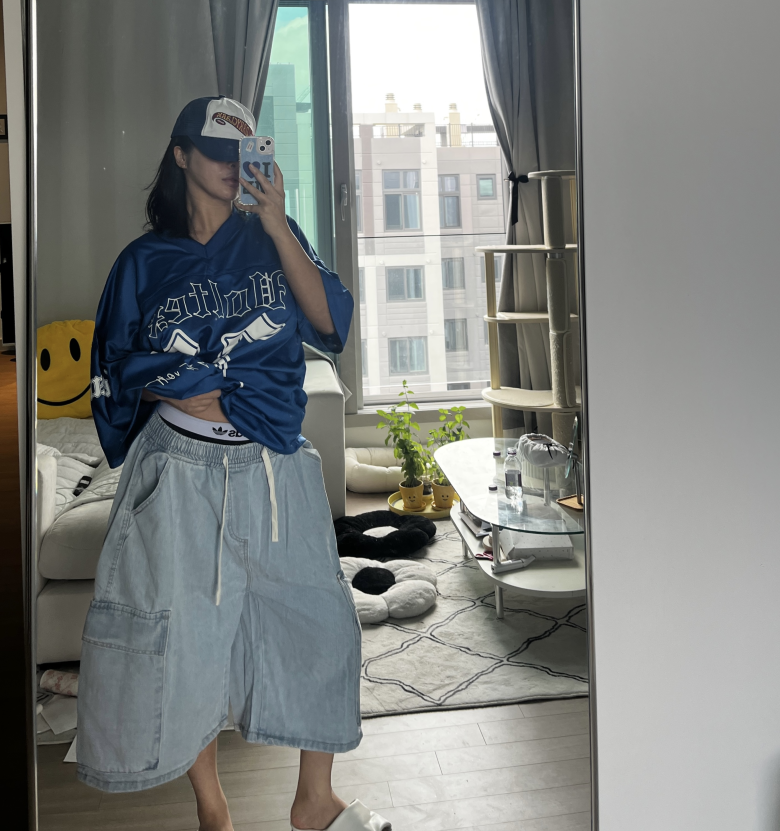 [UNISEX]워싱 버뮤다 데님 팬츠