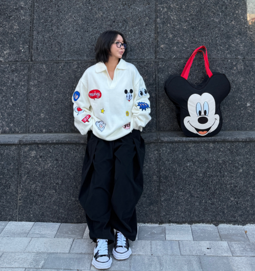 [UNISEX]남여공용 미키 패치 니트/디즈니정품