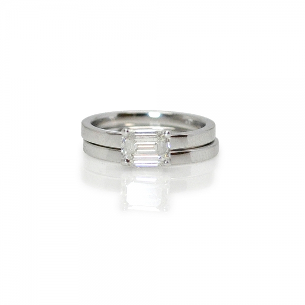 GIA 1캐럿 다이아몬드 반지 글래시 화이트 골드 에메랄드컷 30대여성 (14K 18K )