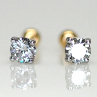 2부 다이아몬드 4발 솔리테어 선물 피어싱 귀걸이 화이트골드 핑크골드 14K 18K