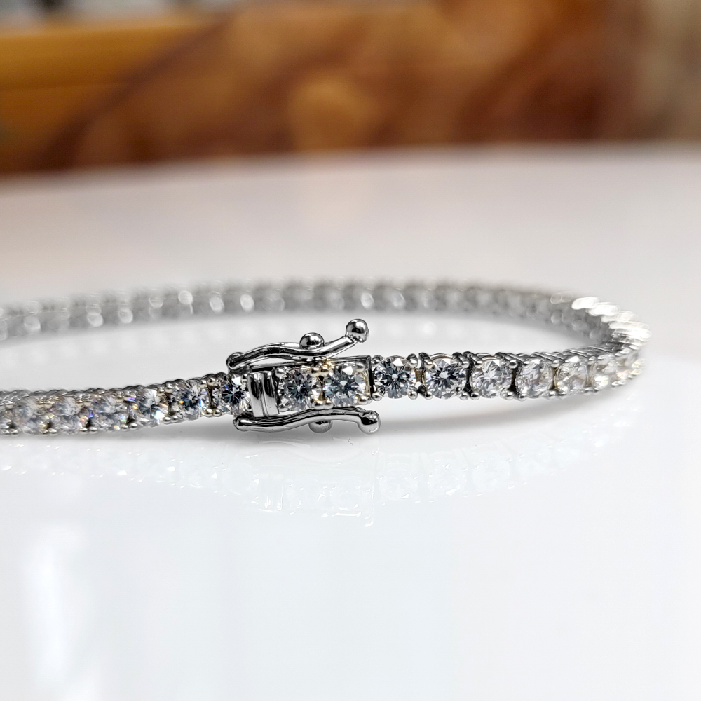 1부 천연 다이아몬드 테니스 팔찌 4발 14K 화이트골드