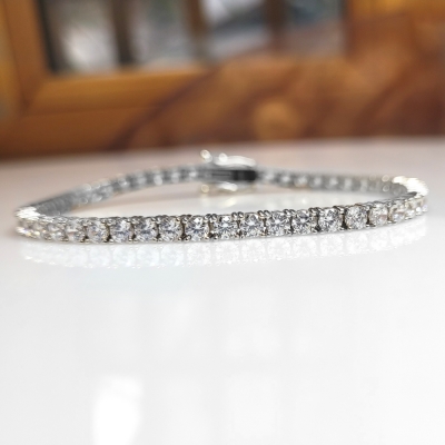 1부 천연 다이아몬드 테니스 팔찌 4발 14K 화이트골드