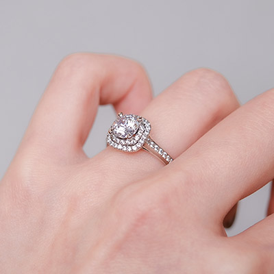 1캐럿 우신 GIA 천연 다이아몬드 투라인 슬림 헤일로 반지