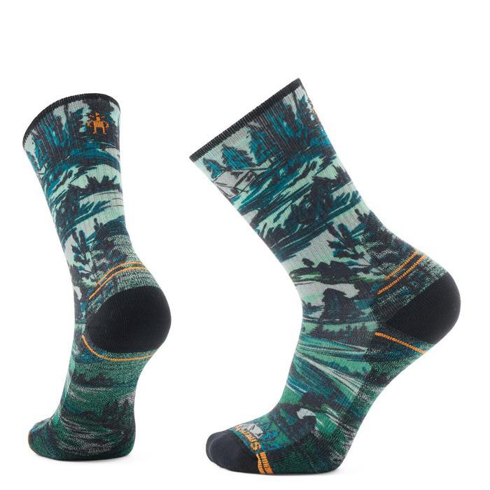 스마트울 Hike Light Cushion Campground Print Crew Socks SWELMAL002