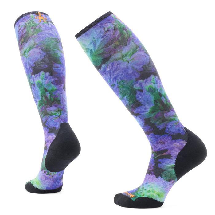 스마트울  W Ski Targeted Cushion Electric Lotus Print OTC Socks SWELWAT002