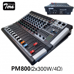 TERAaudio PM800 파워드믹서 8ch (8mono/MP3/블루투스) 2x7BAND EQ, 99DSP, 2x300W/4&Omega;, 2x200W/8&Omega; 랙마운트 포함