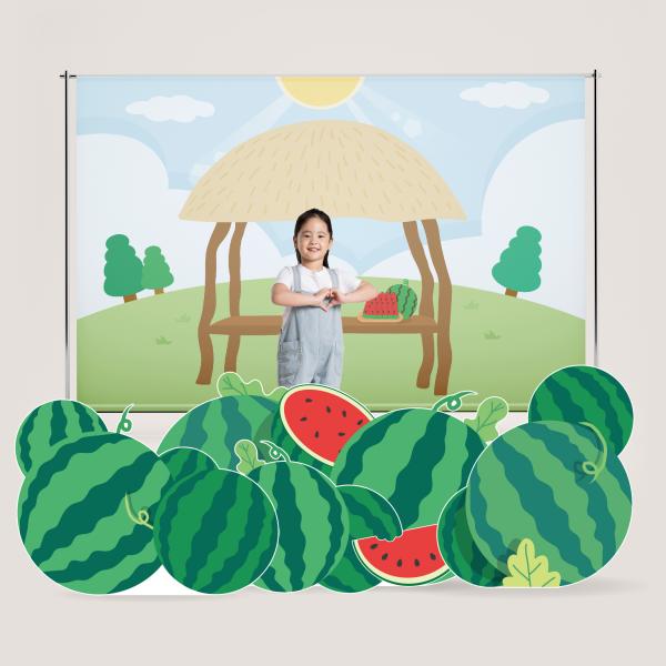 수박 텃밭체험 원두막 포토존 현수막 등신대