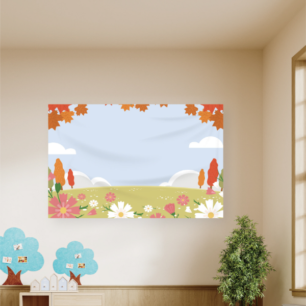 가을 배경 현수막 실사 코스모스 단풍놀이 은행나무 어린이집 유치원