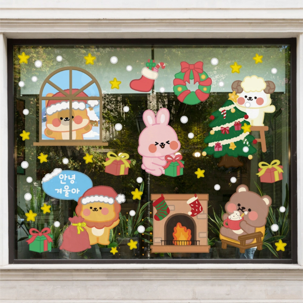 겨울 창문 시트지 스티커 꾸미기 환경구성 크리스마스 성탄절 카페 데코