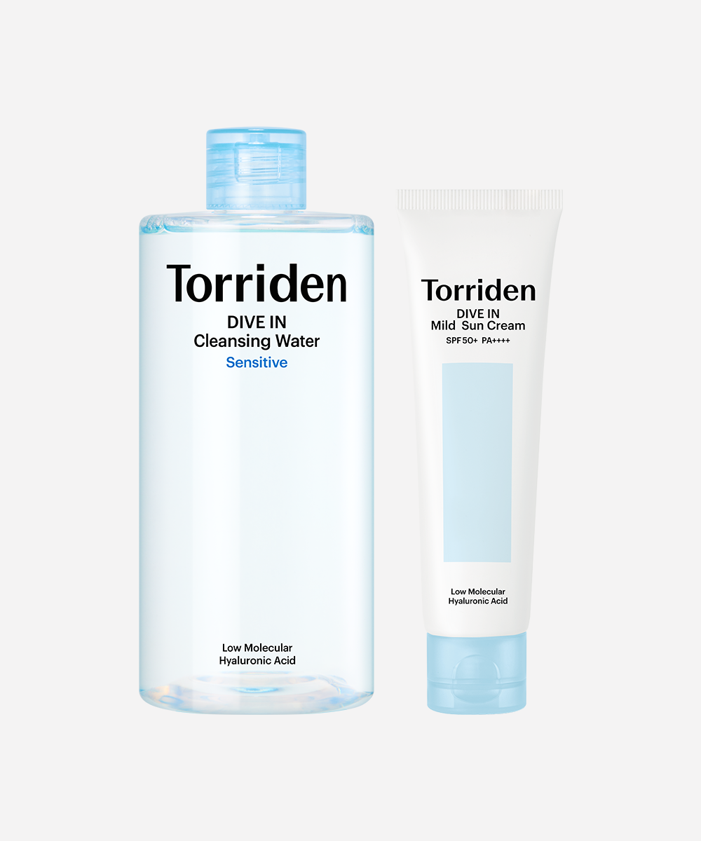 [2종세트] 다이브인 저분자 히알루론산 클렌징 워터 센서티브 400ml + 다이브인 마일드 무기자차 선크림 60ml